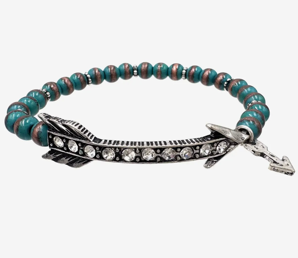 Arrow Turquoise Copper Navajo Bead Bracelet