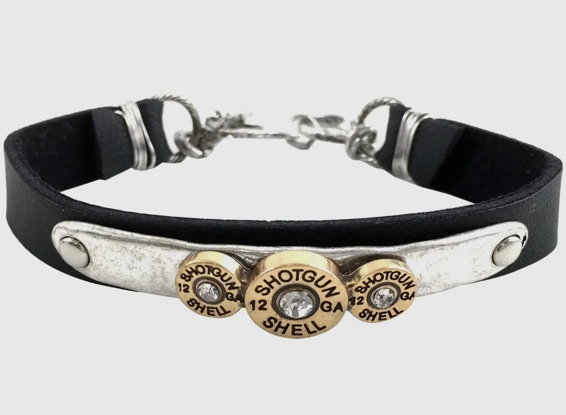 Shotgun Bullet Leather Wrap Bracelet