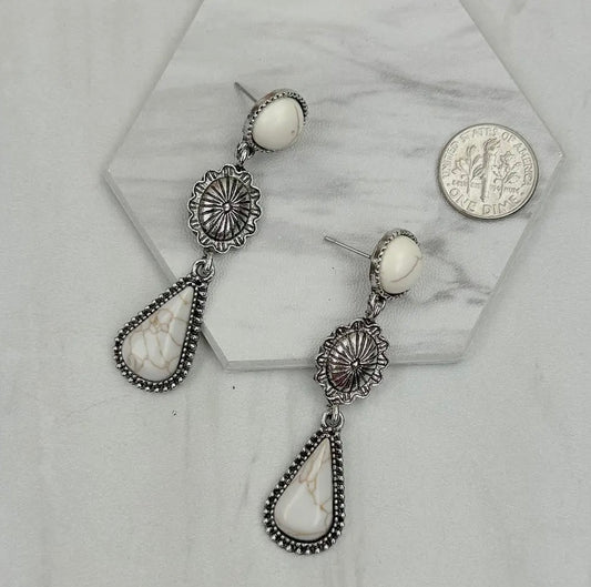White Turquoise Teardrop Earrings