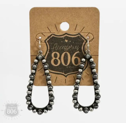 Stone and Burnished Silver Earrings