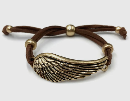 Angel Wing Suede Pull Bracelet