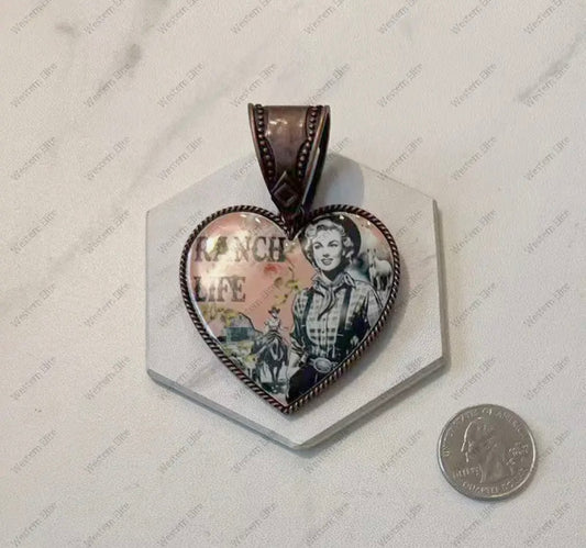 Western Copper Plated Heart Pendant