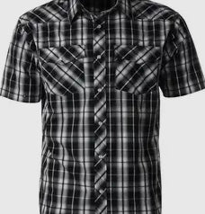 Men’s Pearl Snap Plaid Short Sleeve Shirt