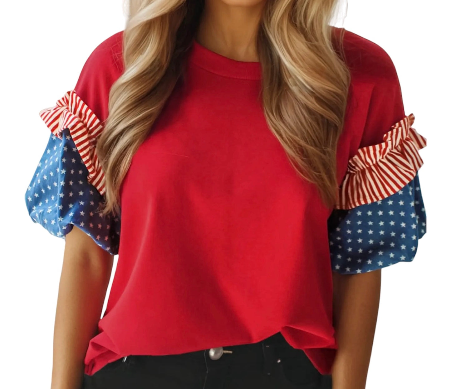 Stars & Stripes Puff Sleeve Top