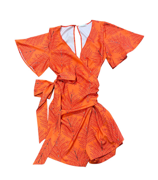 Orange Wrap Around Skort-Size L