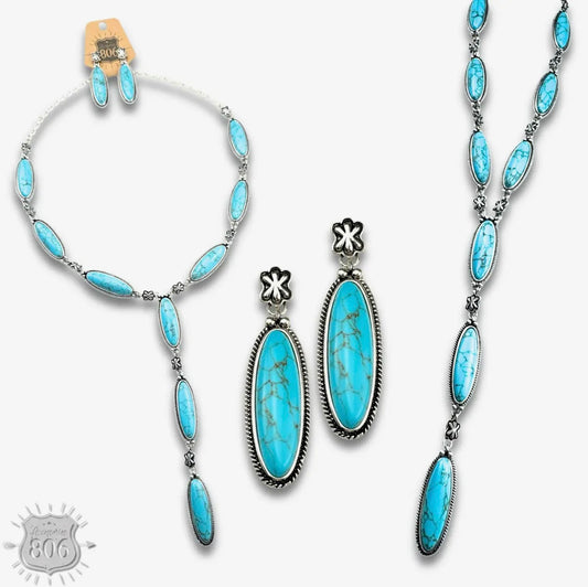 Turquoise Y Necklace and Earring Set