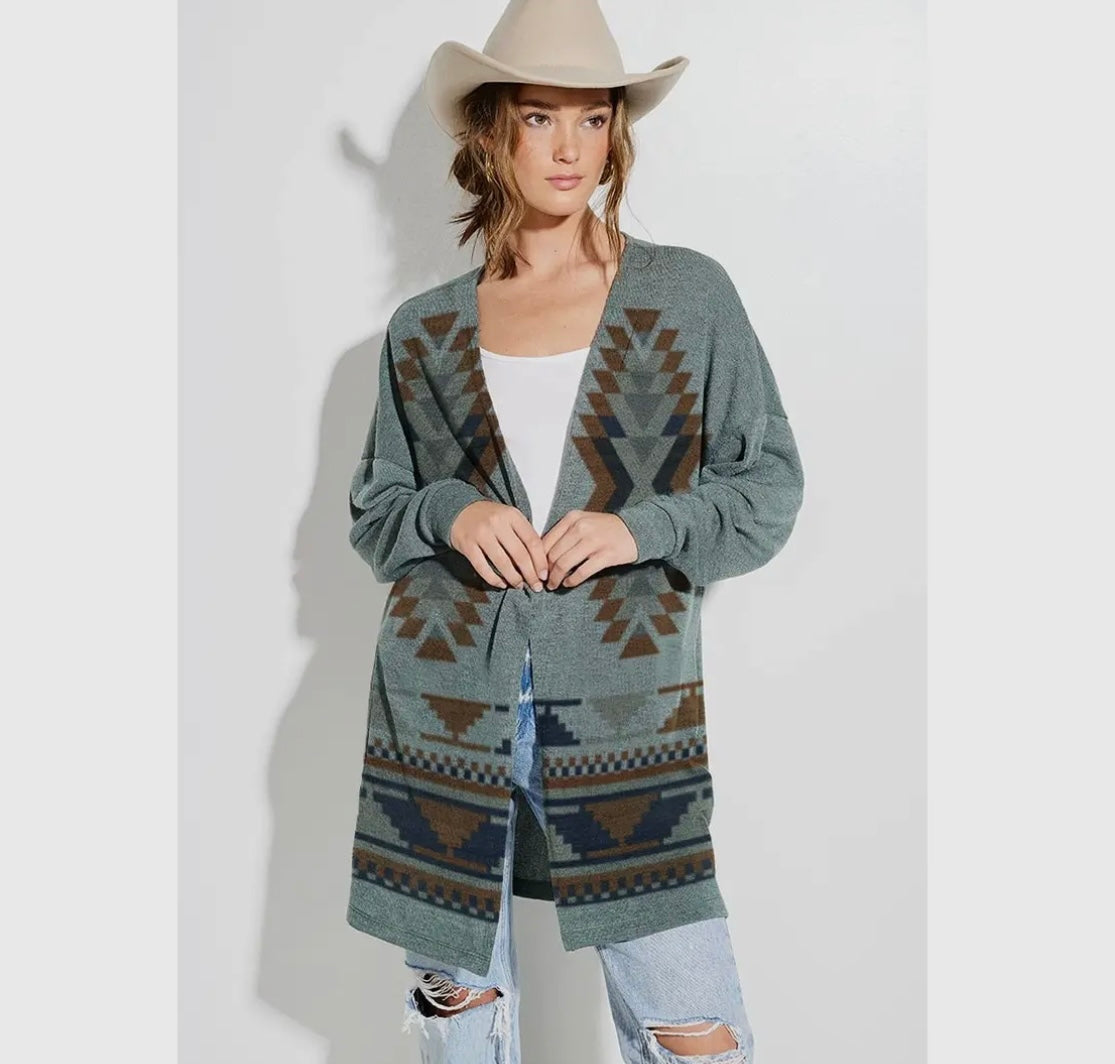Aztec Print Knit Cardigan