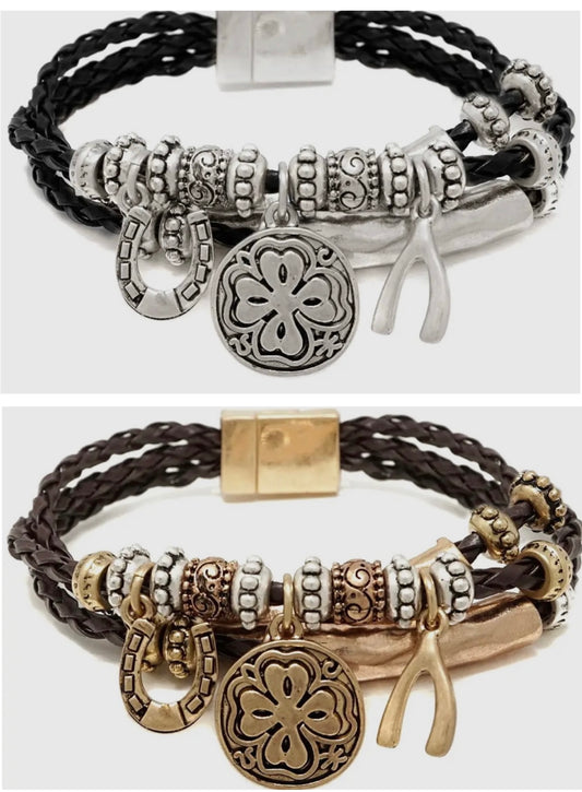 Luck & Protection Leather Bracelet