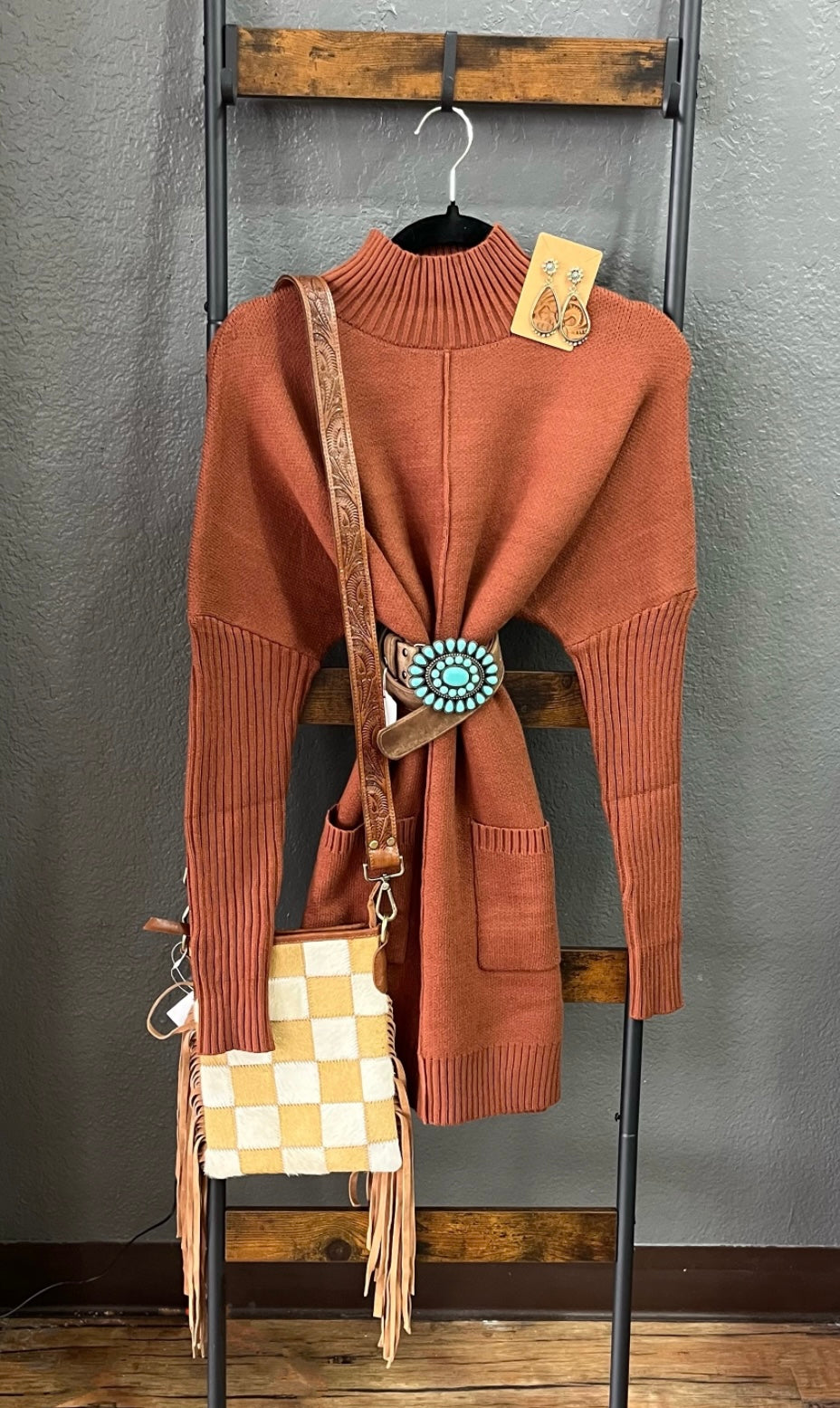 Ribbed Center Seam Sweater Dress