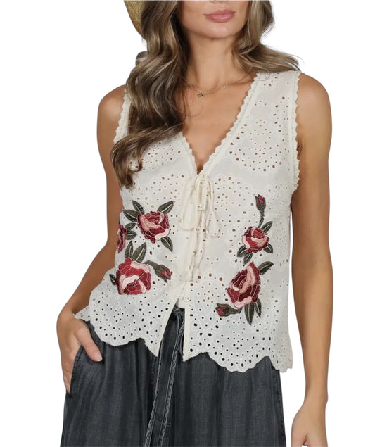 Boho Floral Embroidery Vest