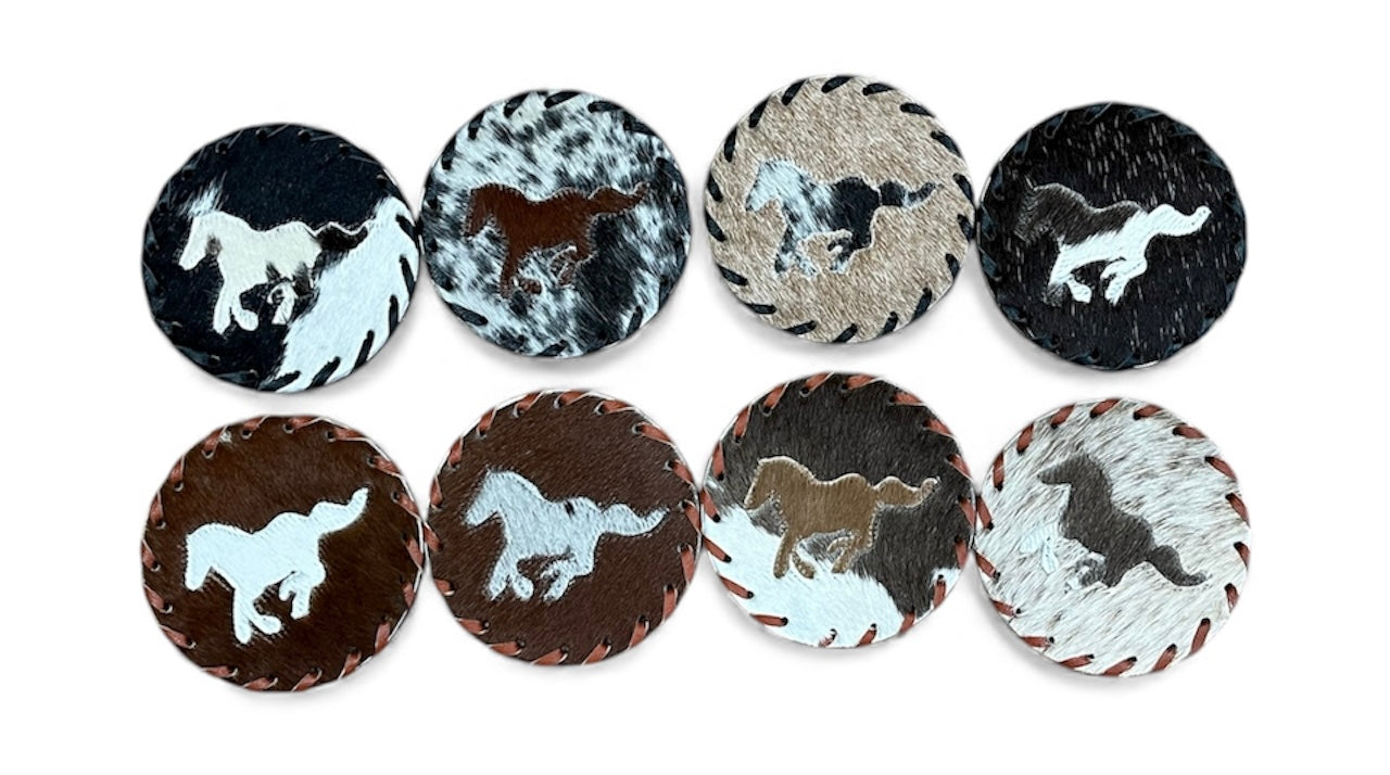 Cowhide Round Horse Coaster