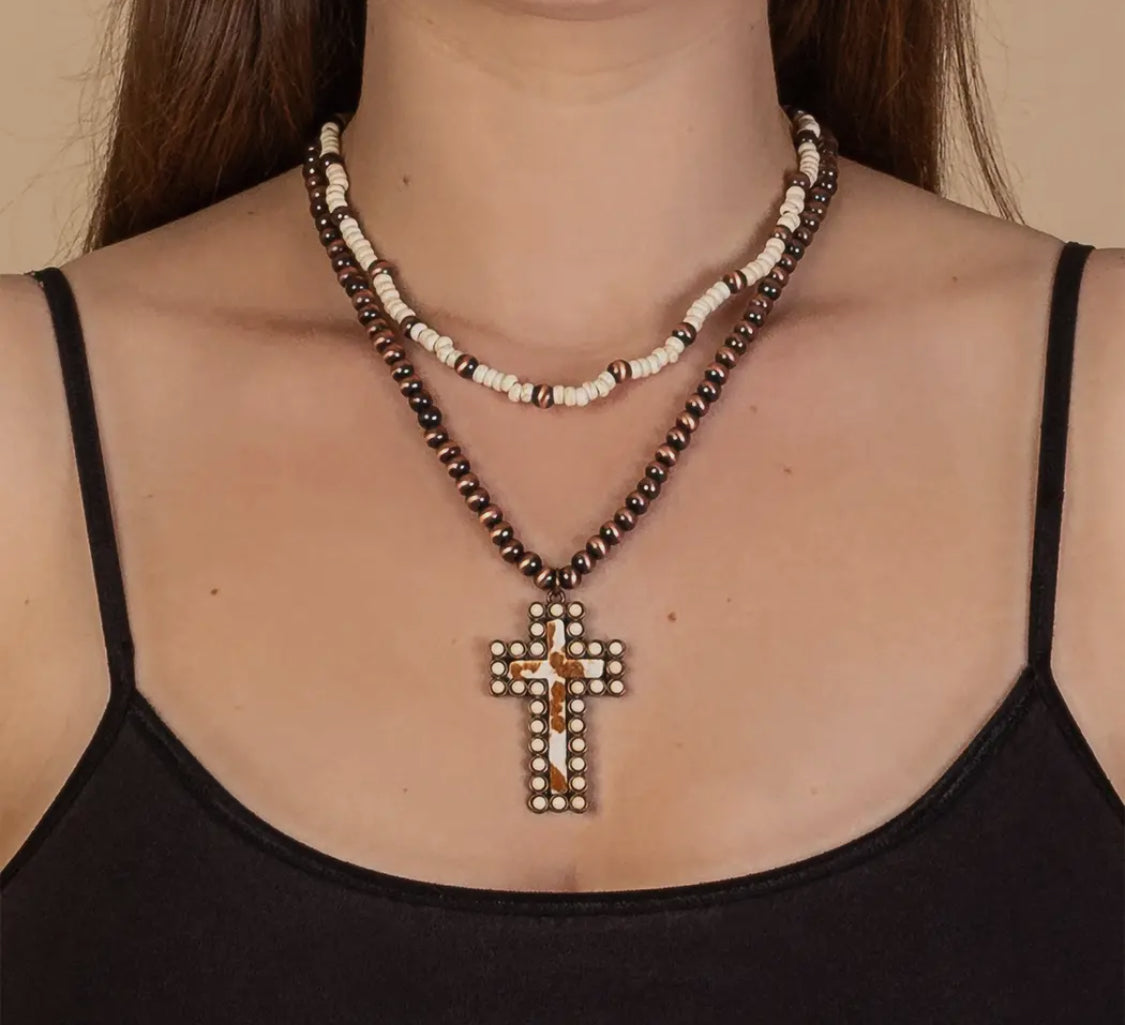 Animal Print Cross Necklace