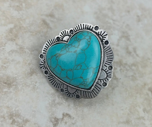 Turquoise Heart Stretch Ring