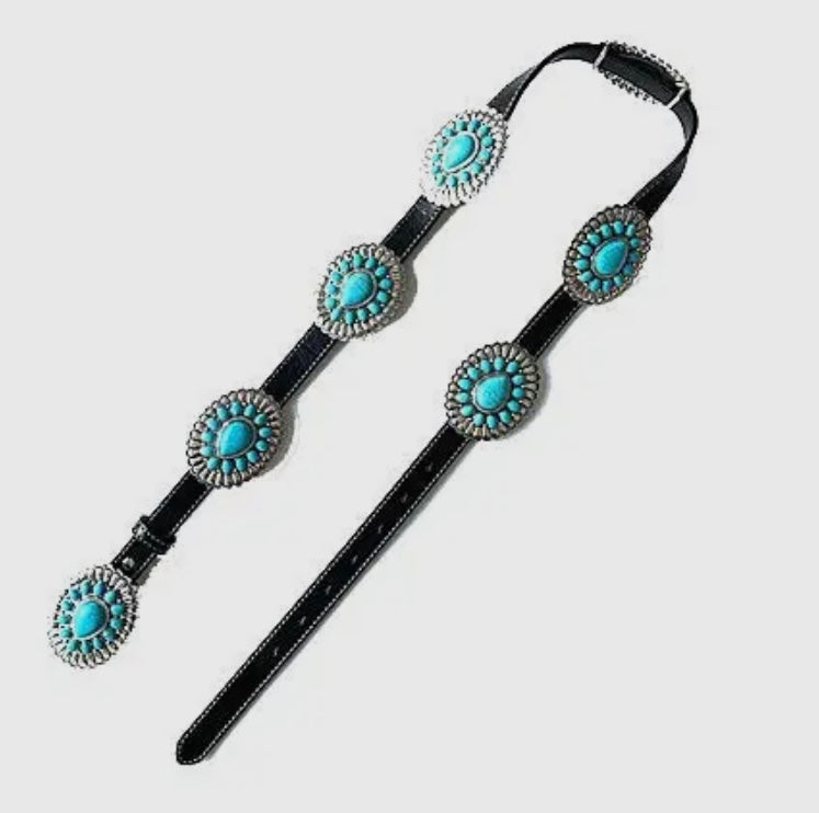 Black Western Concho Belt