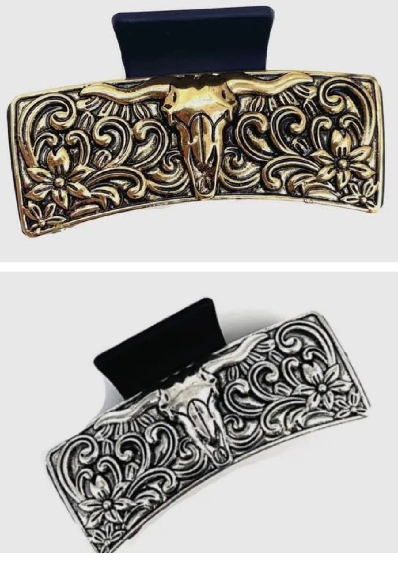 Western Steer Head Claw Hair Clips
