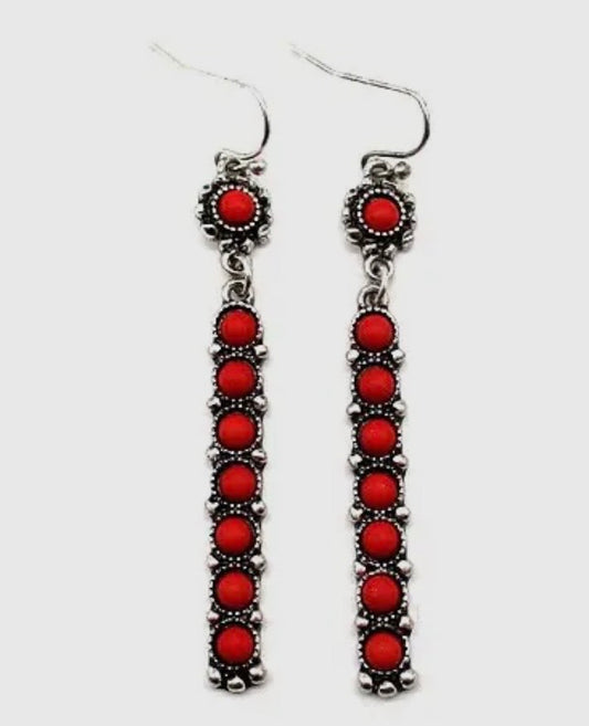 Red Turquoise Dangle Earrings
