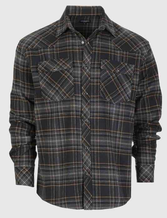 Men’s Flannel Plaid Snap Button Western Shirt