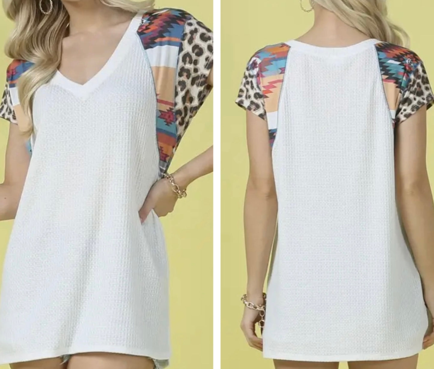 Aztec Leopard Print Waffle Top