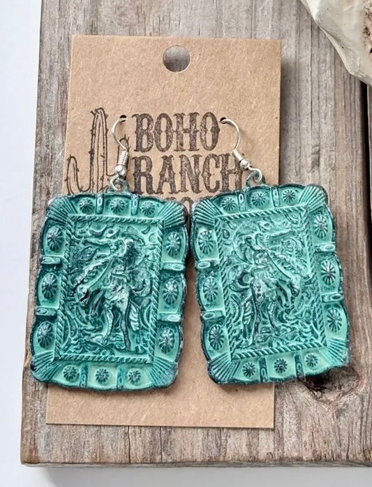 Western Square Rodeo Earrings