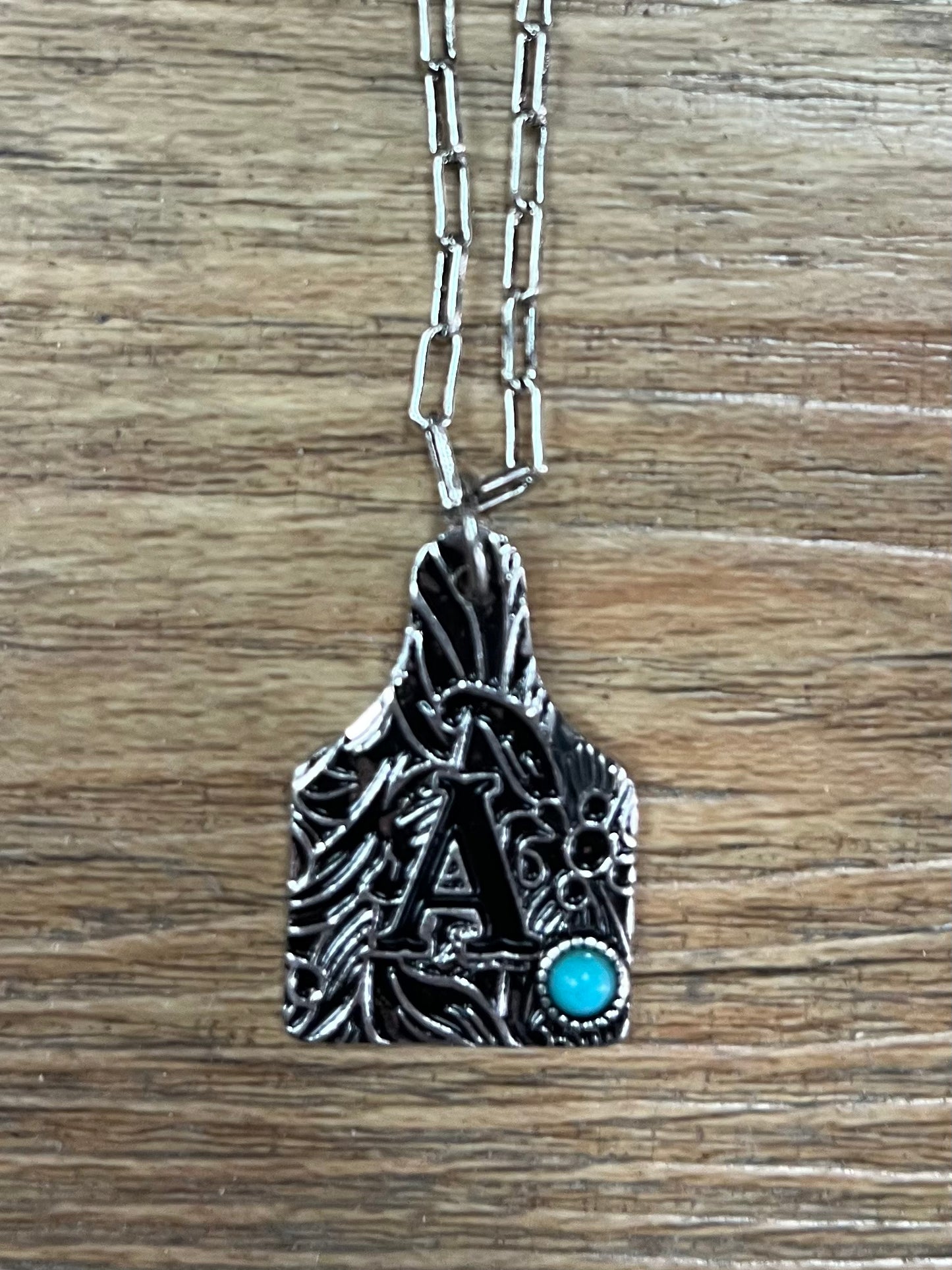 Western Initial Cattle Tag Necklace