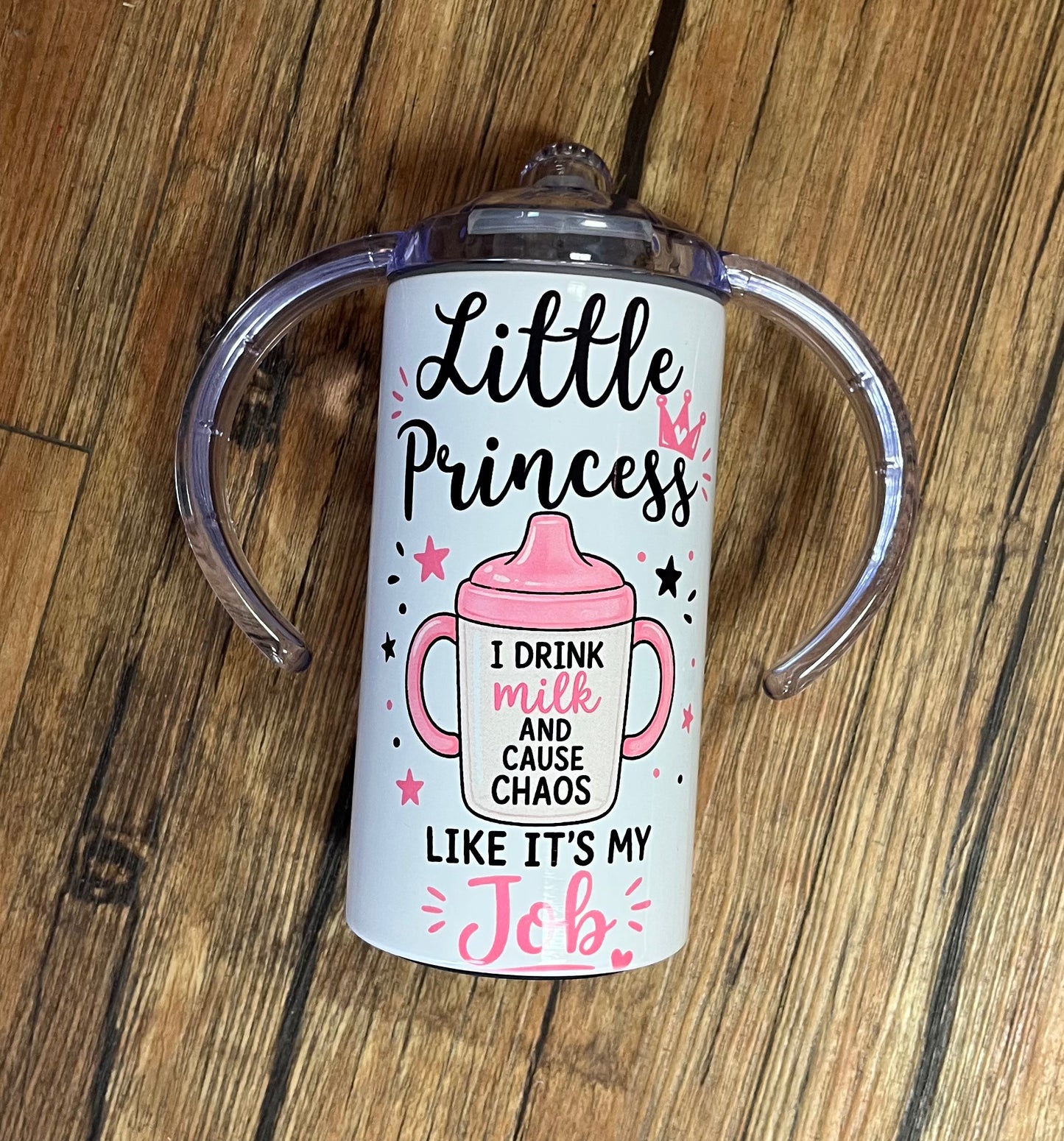 Custom Toddler Sippy Cups (includes cup, sippy lid with handles, tumbler lid, and a straw)