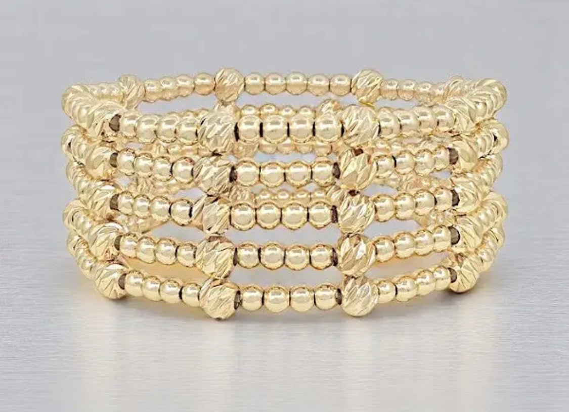 WATER RESISTANT METAL BEAD BRACELET SET