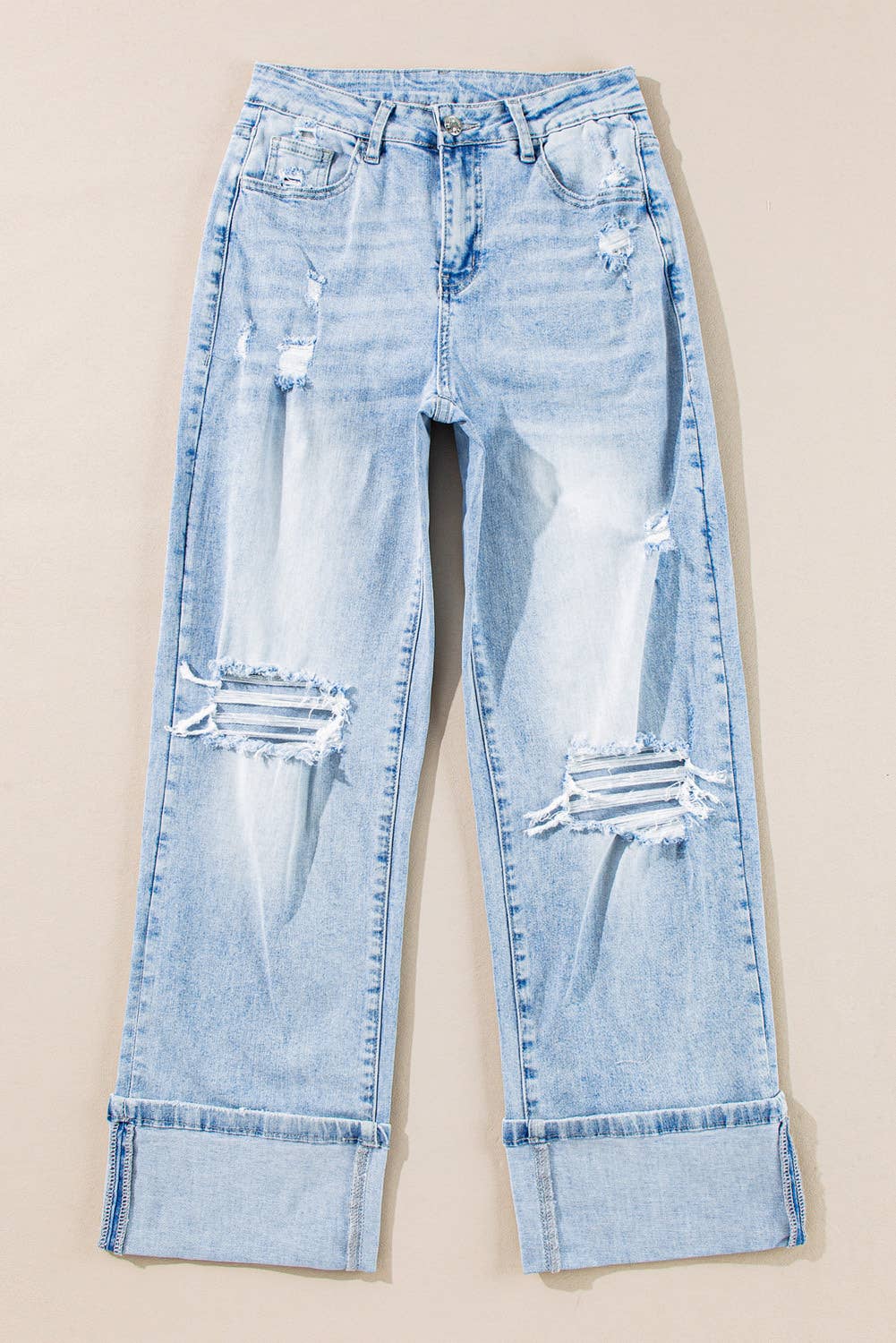 Western apparel Light Wash Distressed Straight Jeans