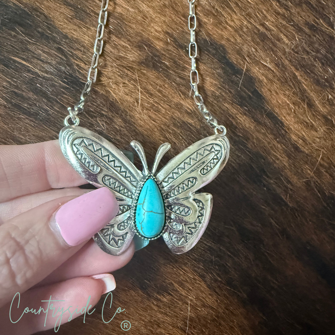 Butterfly with Turquoise Necklace