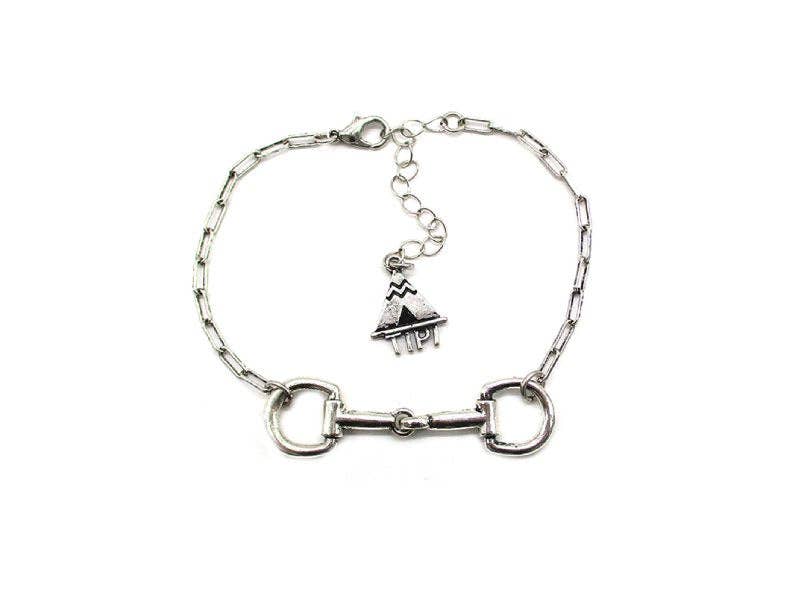 Western Snaffle bit Chain Bracelet Silver