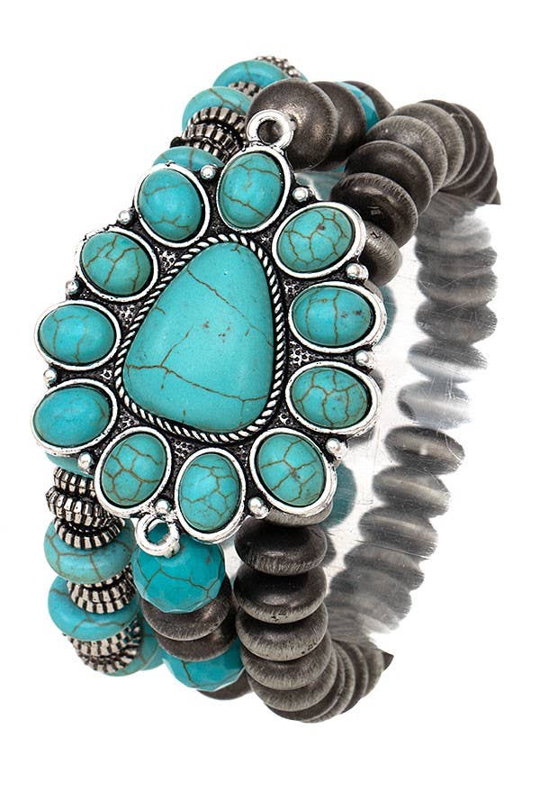 Framed Gemstone Bead Bracelet