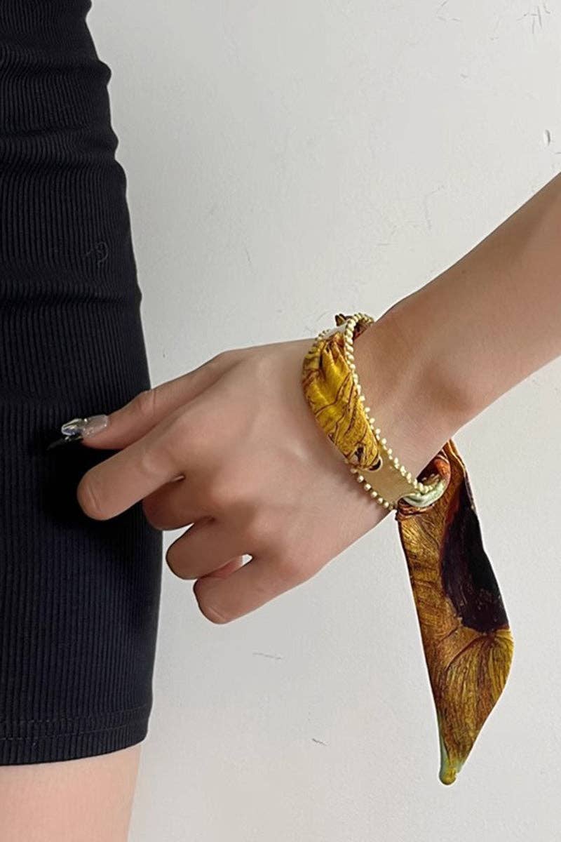 Patterned Scarf Inspired Wide Cuff Bracelet