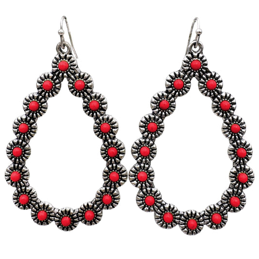 Large Teardrop Shaped Bohemian Flower Earrings