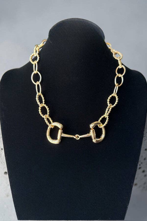 WESTERN SCARF CHARM LAYERED SNAFFLE BIT CHAIN NECKLACE