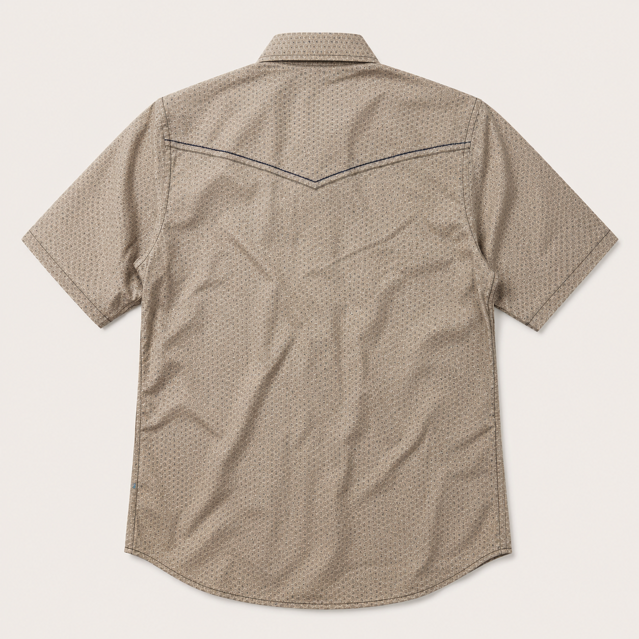 Men's Beige Geo Print Short Sleeve Cowboy Western Snap Shirt