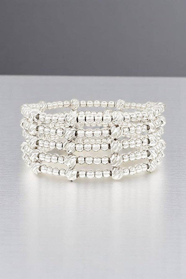 WATER RESISTANT METAL BEAD BRACELET SET