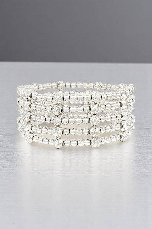 WATER RESISTANT METAL BEAD BRACELET SET
