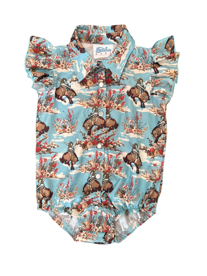 Bucking Bloom SS Pearl Snap Onesie, Size 0-2T