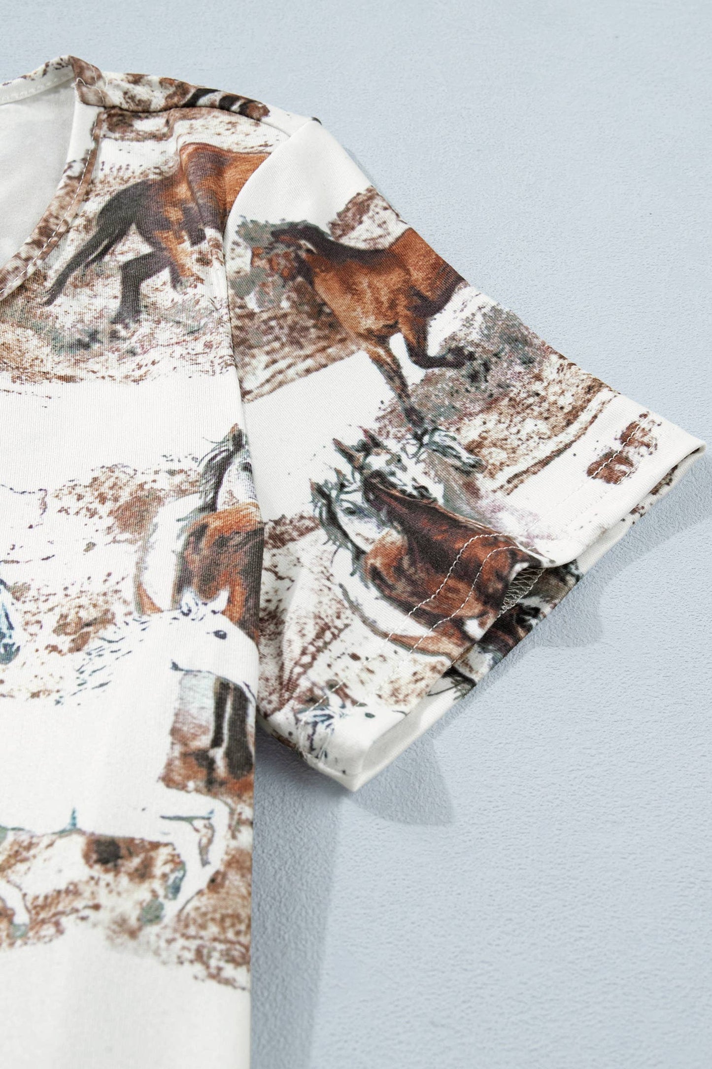 Western Galloping Horses Printed Slim Fit T Shirt (S-XL)