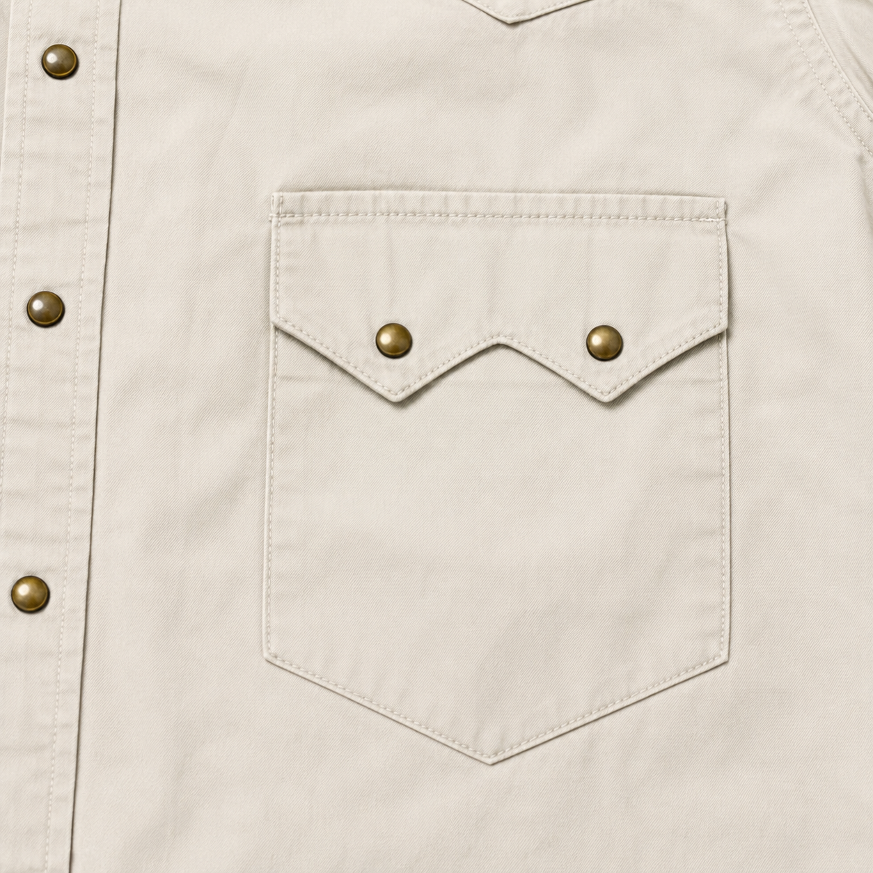 Men's Ecru Solid Long Sleeve Cowboy Western Snap Shirt
